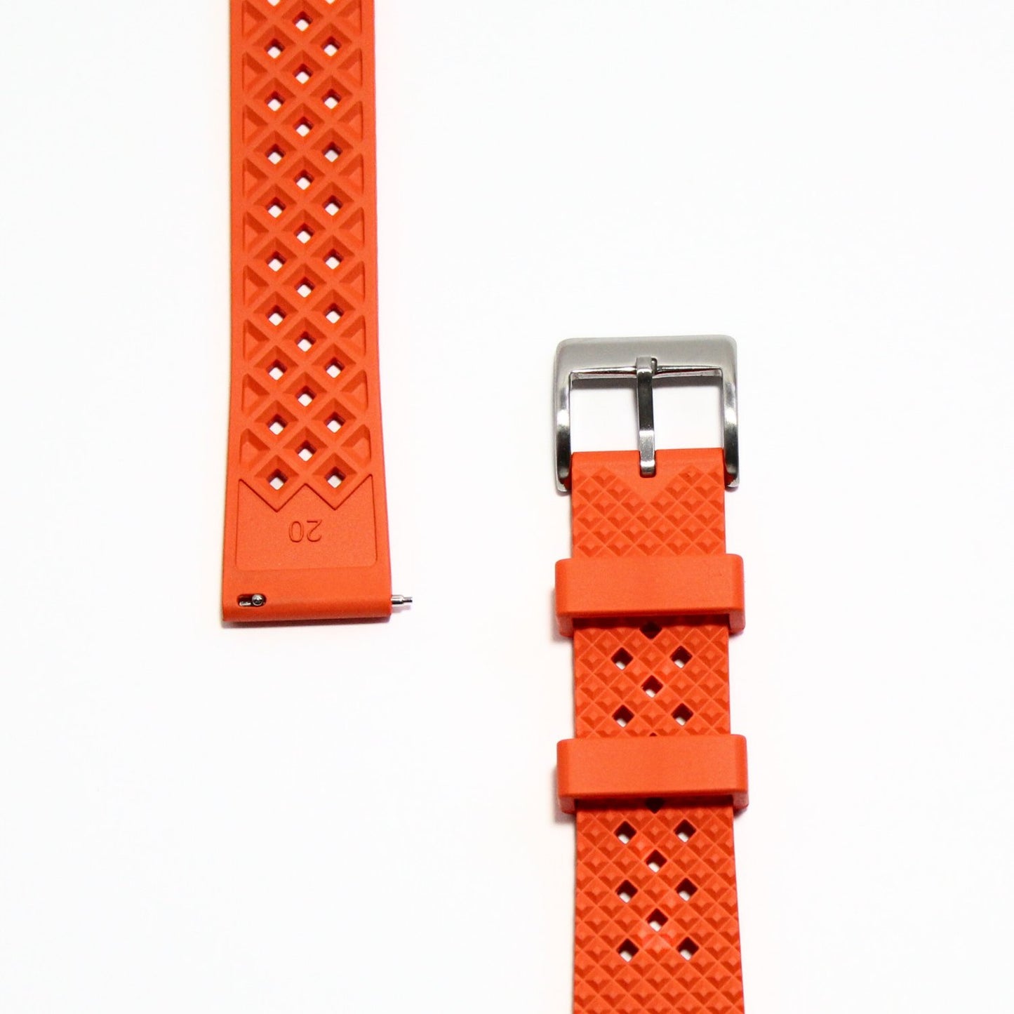 Oceanus Premium FKM Rubber Watch Strap in Orange - closeup