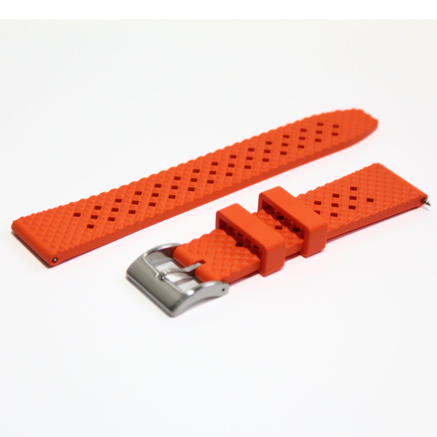 Oceanus Premium FKM Rubber Watch Strap in Orange - oblique