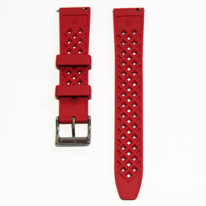 Oceanus Premium FKM Rubber Watch Strap in Red - back