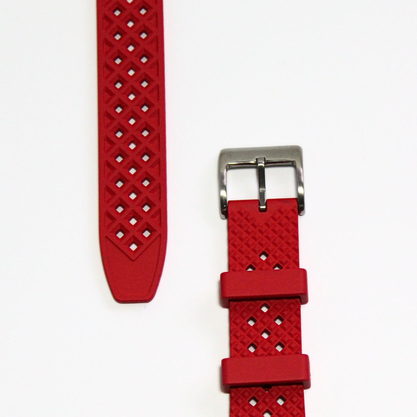 Oceanus Premium FKM Rubber Watch Strap in Red - closeup