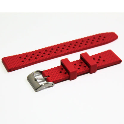 Oceanus Premium FKM Rubber Watch Strap in Red - oblique