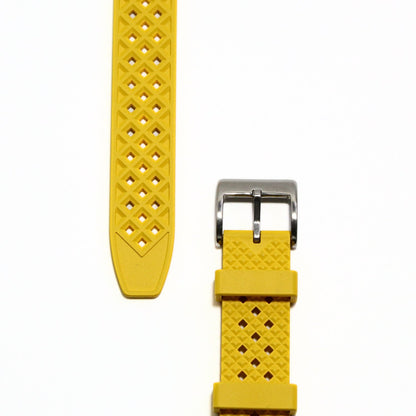 Oceanus Premium FKM Rubber Watch Strap in Yellow - closeup