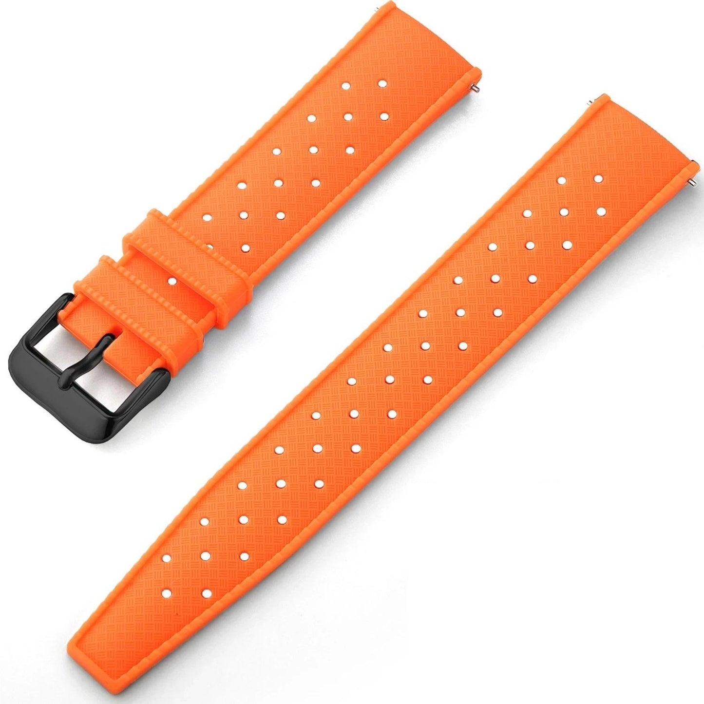 Orange Tropical Silicone Rubber Watch Strap - Black Buckle