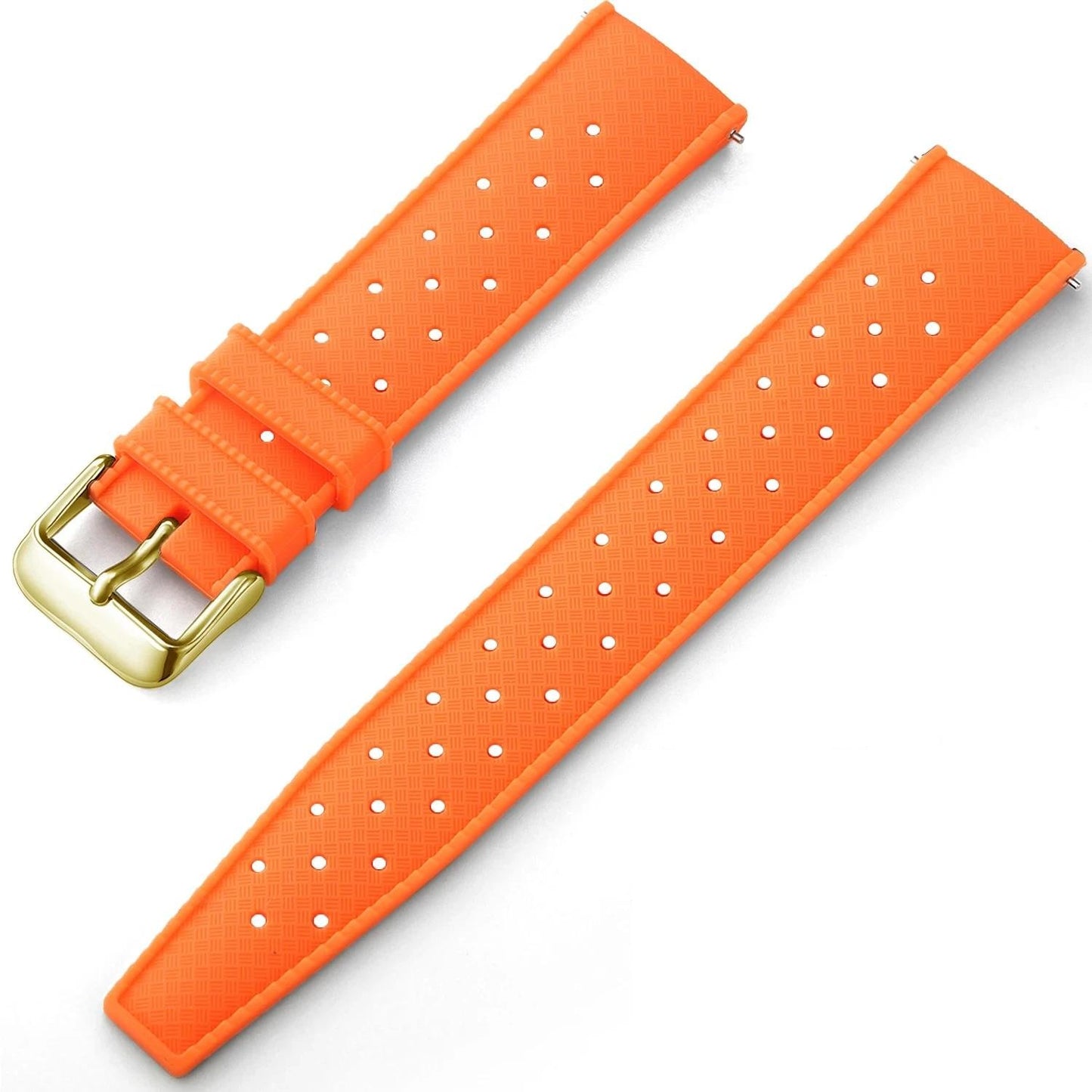 Orange Tropical Silicone Rubber Watch Strap - Gold Buckle