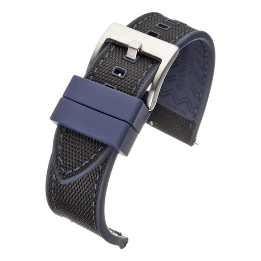 Premium Sailcloth & Rubber Hybrid Watch Strap in Black/Navy