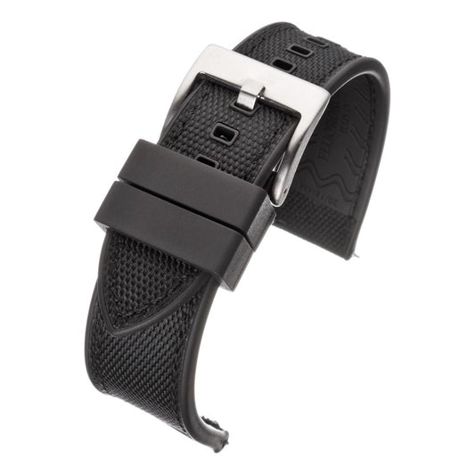 Premium Sailcloth & Rubber Hybrid Watch Strap in Black