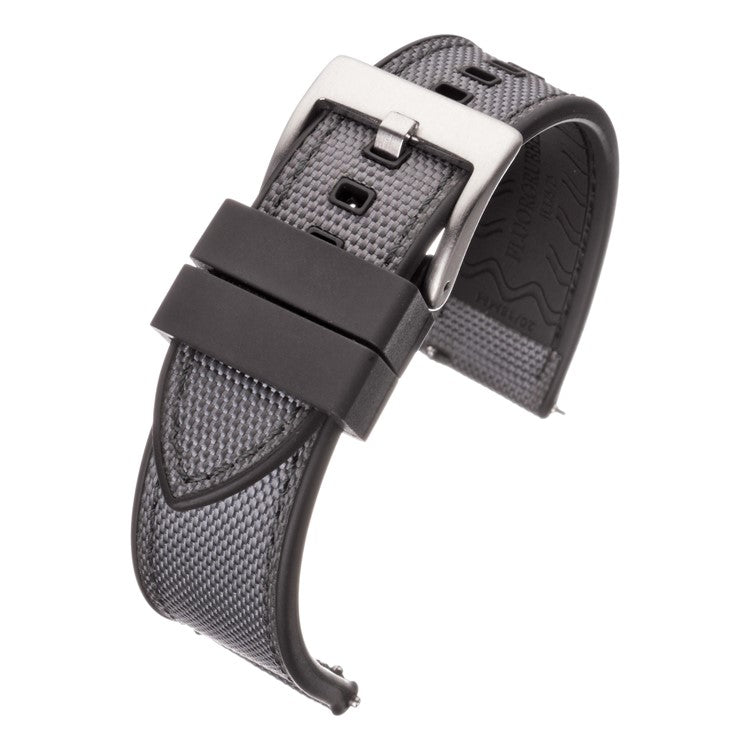 Premium Sailcloth & Rubber Hybrid Watch Strap in Grey/Black