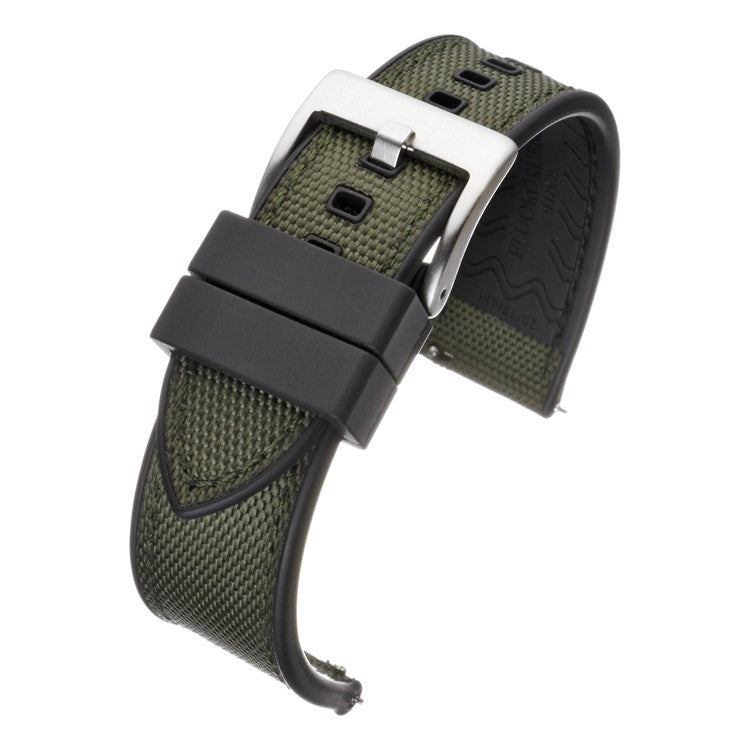 Premium Sailcloth & Rubber Hybrid Watch Strap in Green/Black