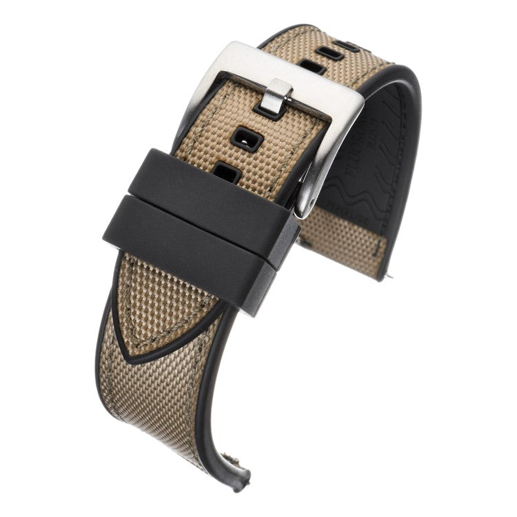 Premium Sailcloth & Rubber Hybrid Watch Strap in Khaki/Black