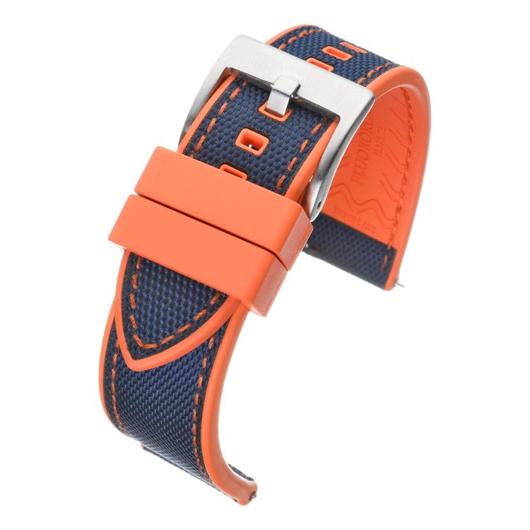 Premium Sailcloth & Rubber Hybrid Watch Strap in Navy/Orange