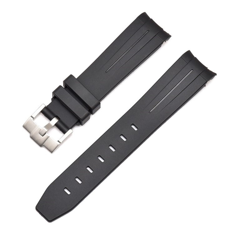 Premium Rubber Watch Strap in Black - Curved Ends - Fits Rolex