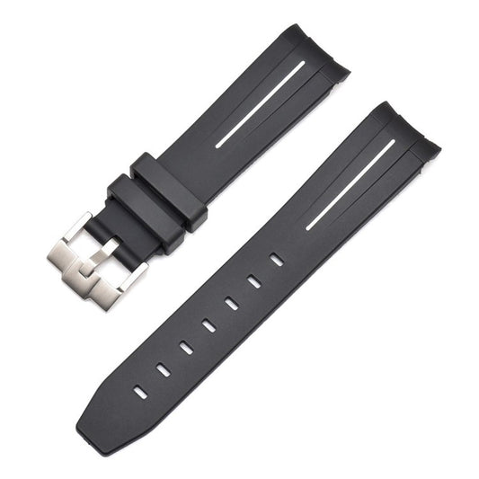 Premium Rubber Watch Strap in Black/White - Curved Ends