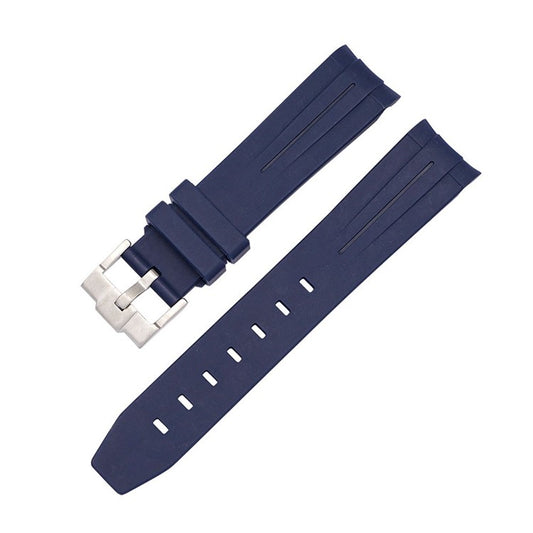 Premium Rubber Watch Strap in Navy - Curved Ends - Fits Rolex