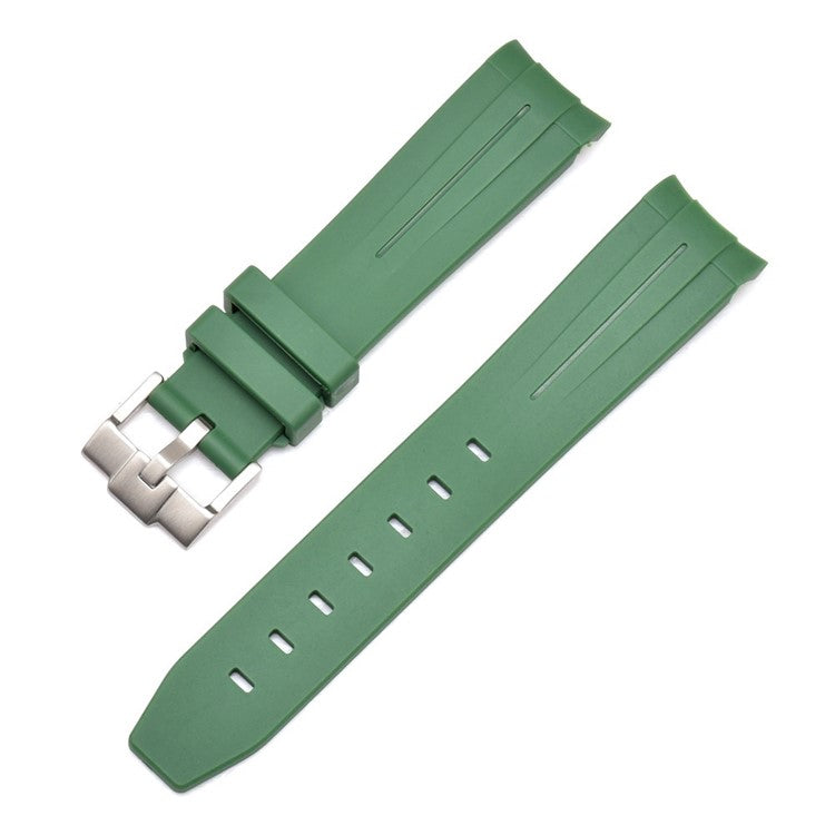 Premium Rubber Watch Strap in Green - Curved Ends - Fits Rolex