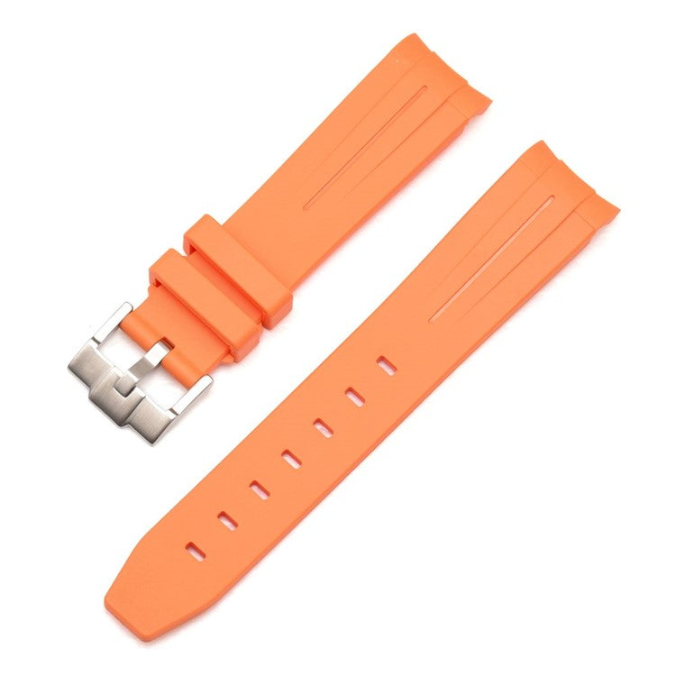 Premium Rubber Watch Strap in Orange - Curved Ends - Fits Rolex