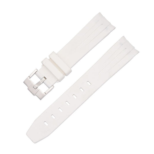 Premium Rubber Watch Strap in White - Curved Ends - Fits Rolex