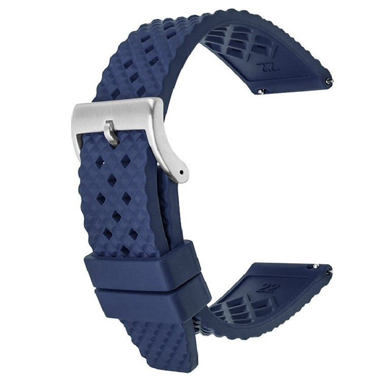 TSL Oceanus Premium FKM Rubber Watch Strap in Navy with Brushed Silver Buckle