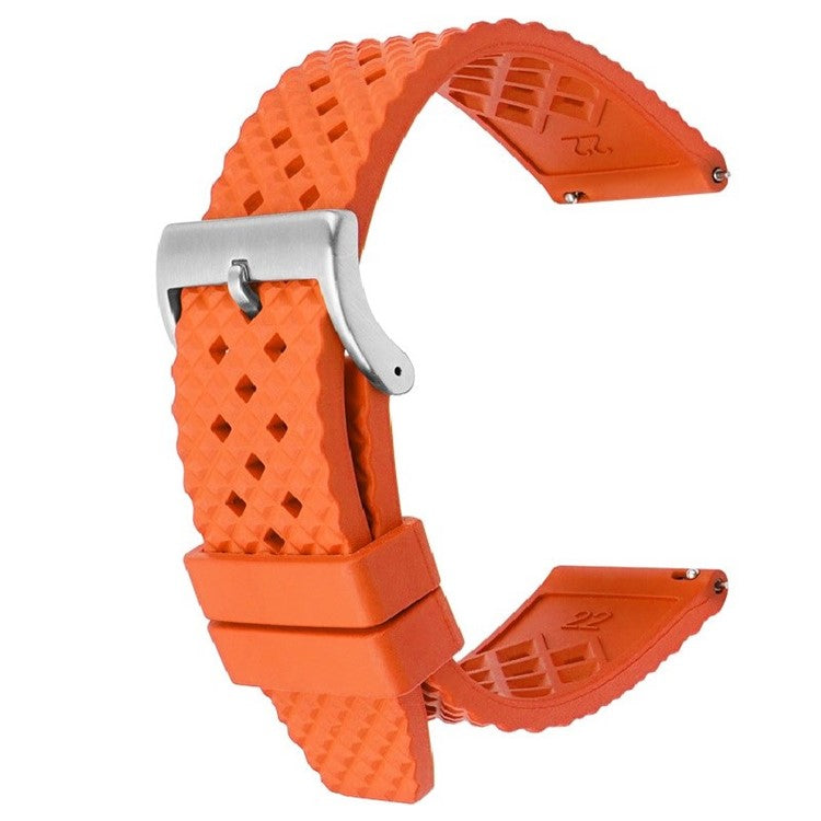 TSL Oceanus Premium FKM Rubber Watch Strap in Orange with Brushed Silver Buckle