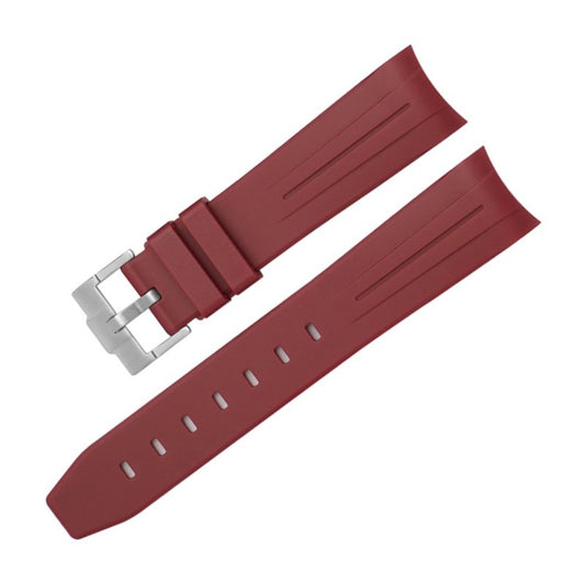 Premium Rubber Watch Strap in Dark Red - Curved Ends