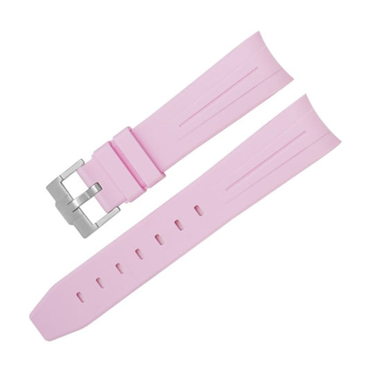 Premium Rubber Watch Strap in Pink - Curved Ends