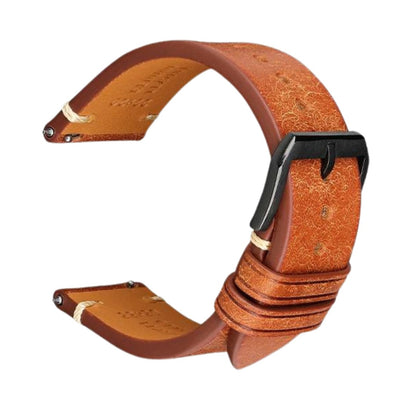 Retro Italian Pueblo Leather Cognac Watch Strap - Black Clasp