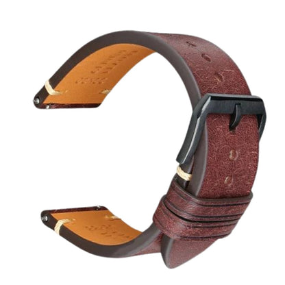 Retro Italian Pueblo Leather Dark Brown Watch Strap - Black Clasp