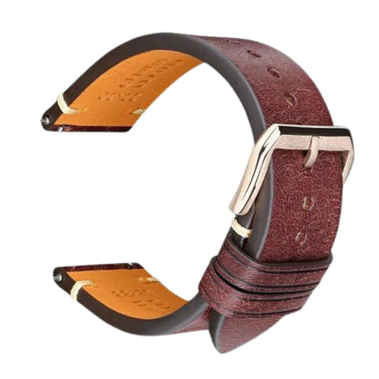 Retro Italian Pueblo Leather Dark Brown Watch Strap - Rose Gold Clasp