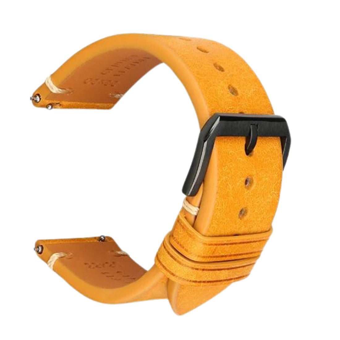 Retro Italian Pueblo Leather Yellow Watch Strap - Black Buckle