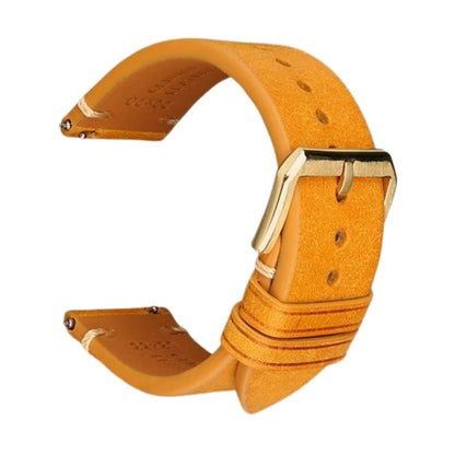 Retro Italian Pueblo Leather Yellow Watch Strap - Gold Buckle