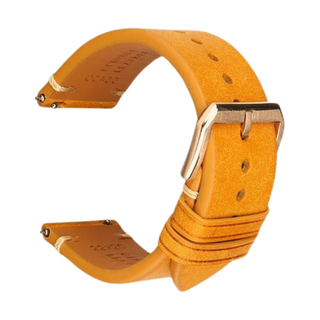 Retro Italian Pueblo Leather Yellow Watch Strap - Rose Gold Buckle