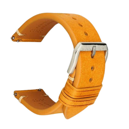 Retro Italian Pueblo Leather Yellow Watch Strap - Silver Buckle