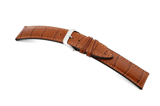 RIOS1931 Louisiana Alligator-Embossed Leather Watch Strap in Cognac