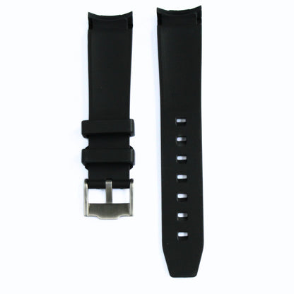 Premium Rubber Watch Strap in Black/Red - Curved Ends - back