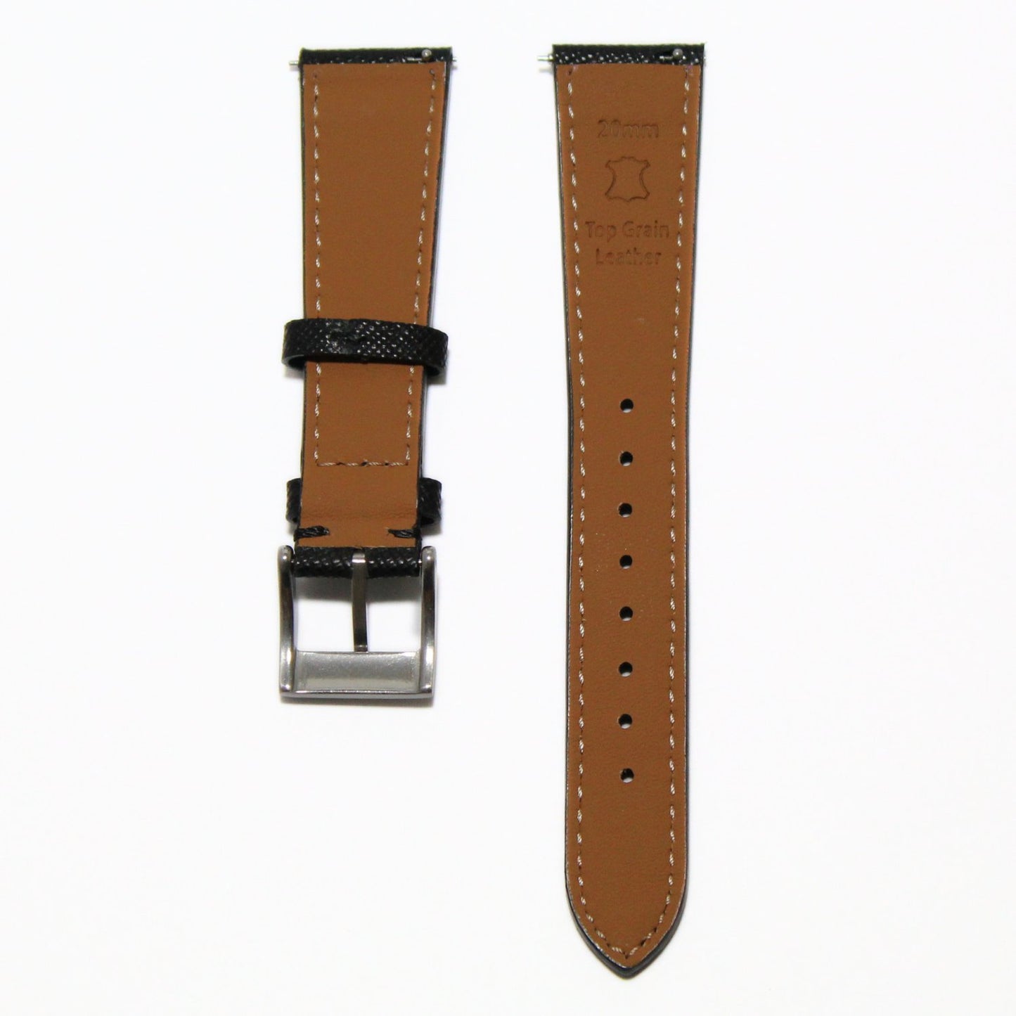 TSL Henley Saffiano Leather Watch Strap in Black back view