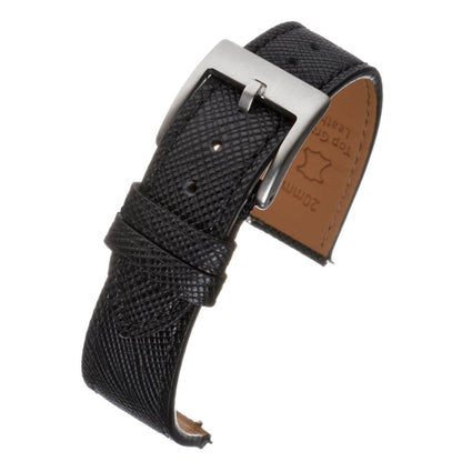 TSL Henley Saffiano Leather Watch Strap in Black