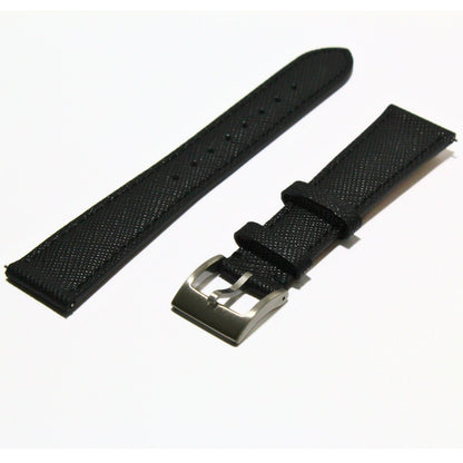 TSL Henley Saffiano Leather Watch Strap in Black oblique view