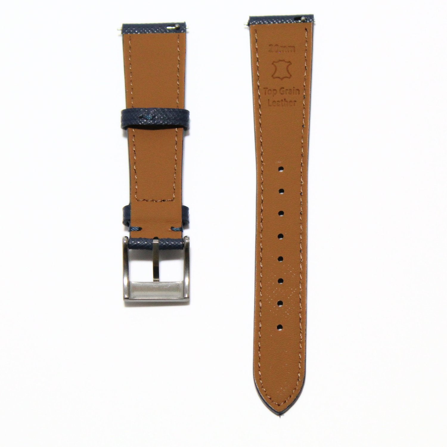 TSL Henley Saffiano Leather Watch Strap in Blue back view