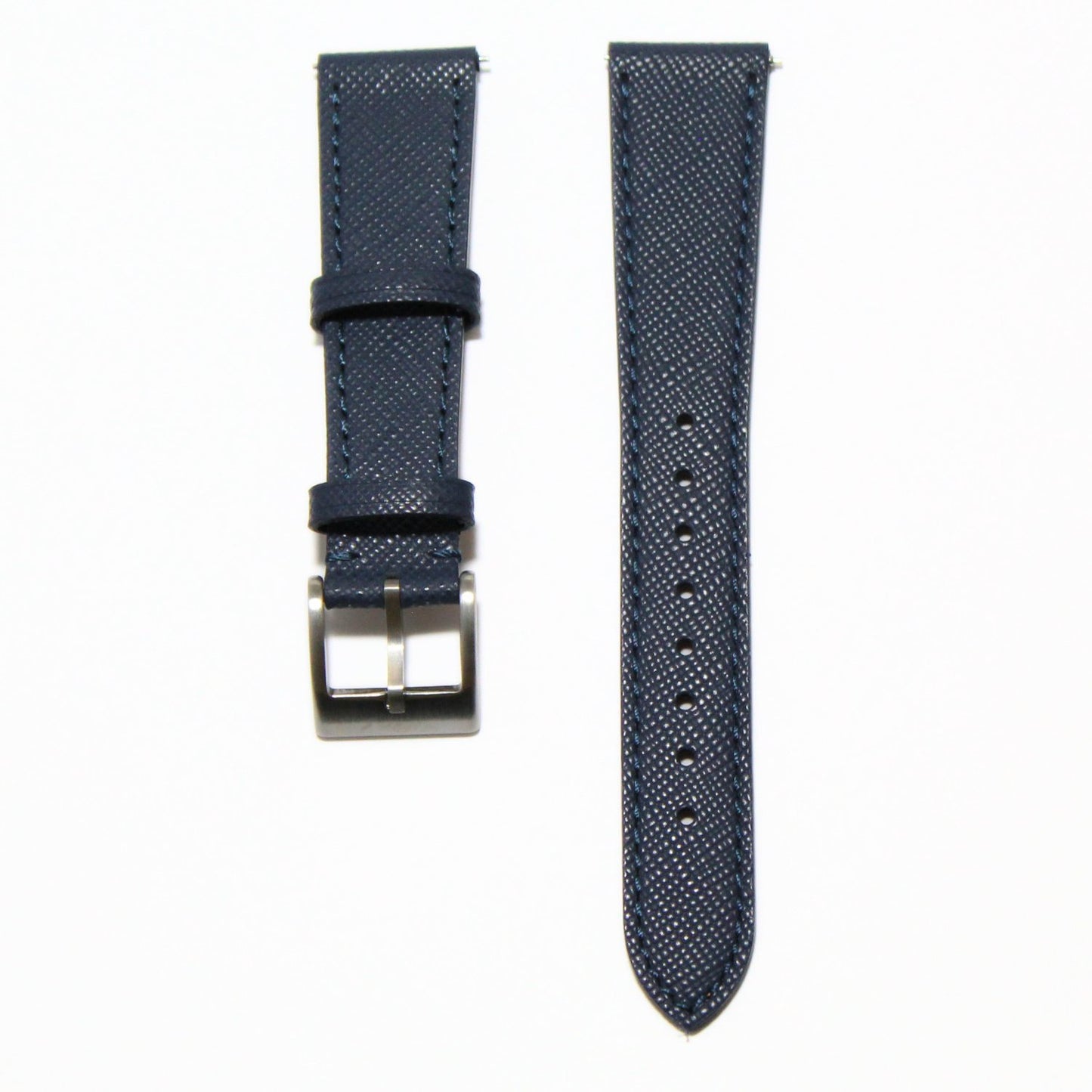 TSL Henley Saffiano Leather Watch Strap in Blue front view