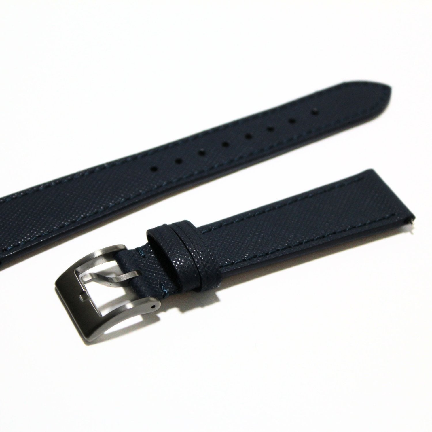 TSL Henley Saffiano Leather Watch Strap in Blue oblique view