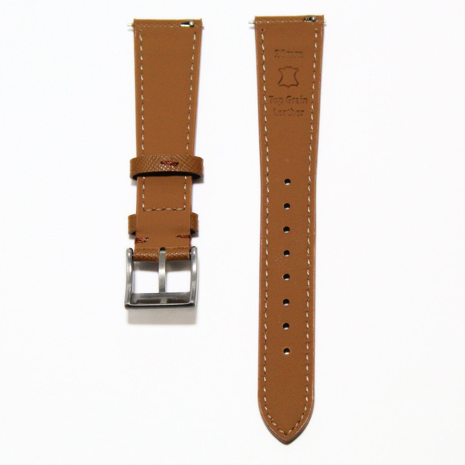 TSL Henley Saffiano Leather Watch Strap in Brown back view