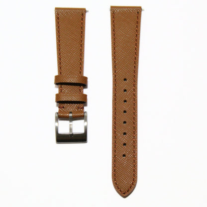 TSL Henley Saffiano Leather Watch Strap in Brown front view