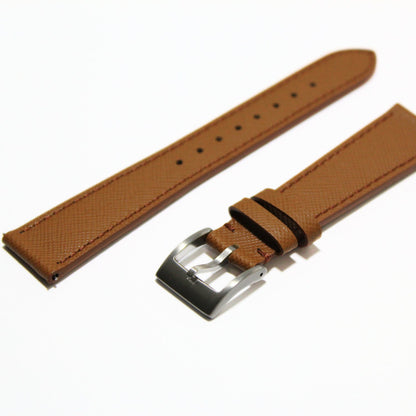 TSL Henley Saffiano Leather Watch Strap in Brown oblique view