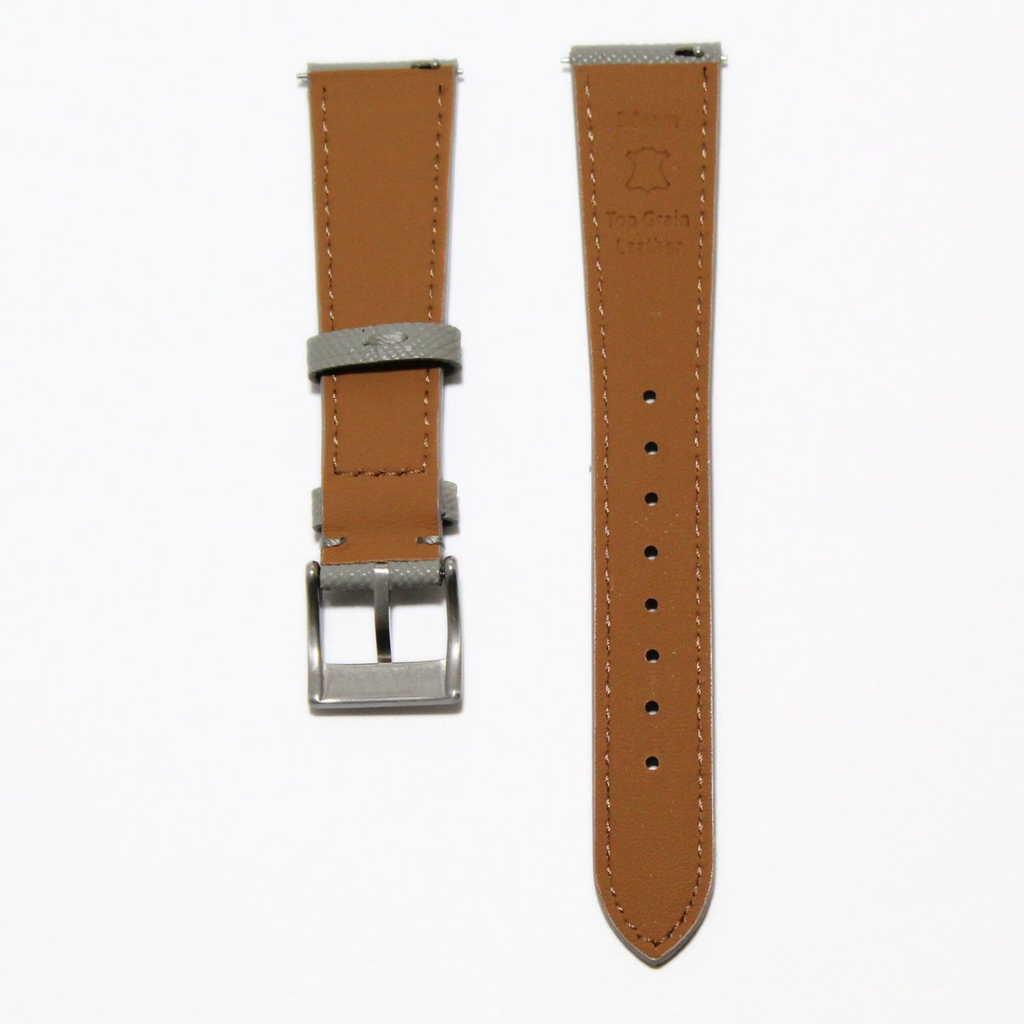 TSL Henley Saffiano Leather Watch Strap in Grey back view