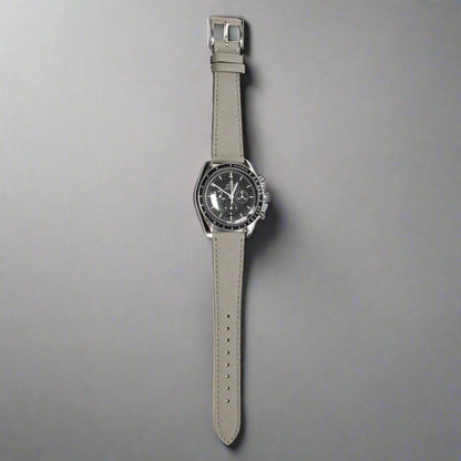 TSL Henley Saffiano Leather Watch Strap in Grey on a watch