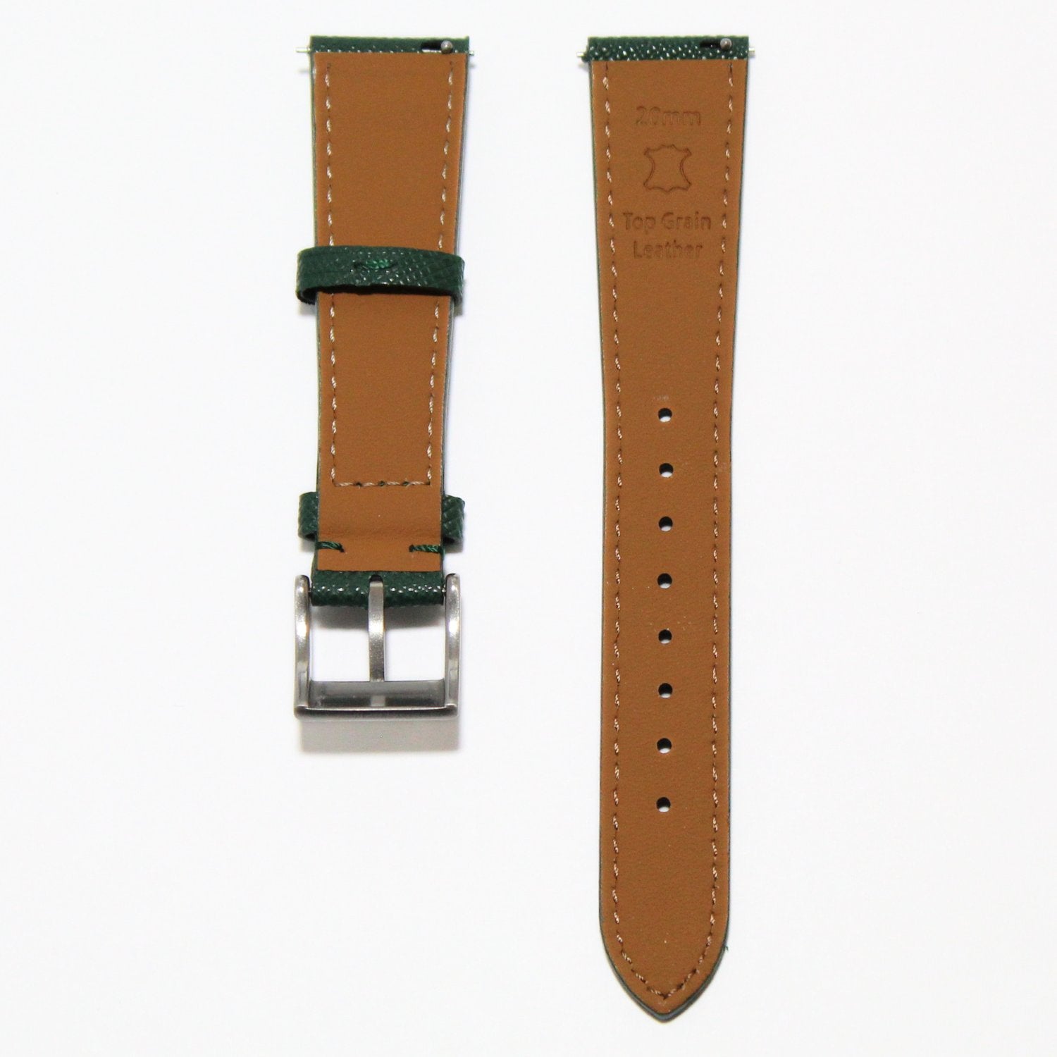 TSL Henley Saffiano Leather Watch Strap in Green back view