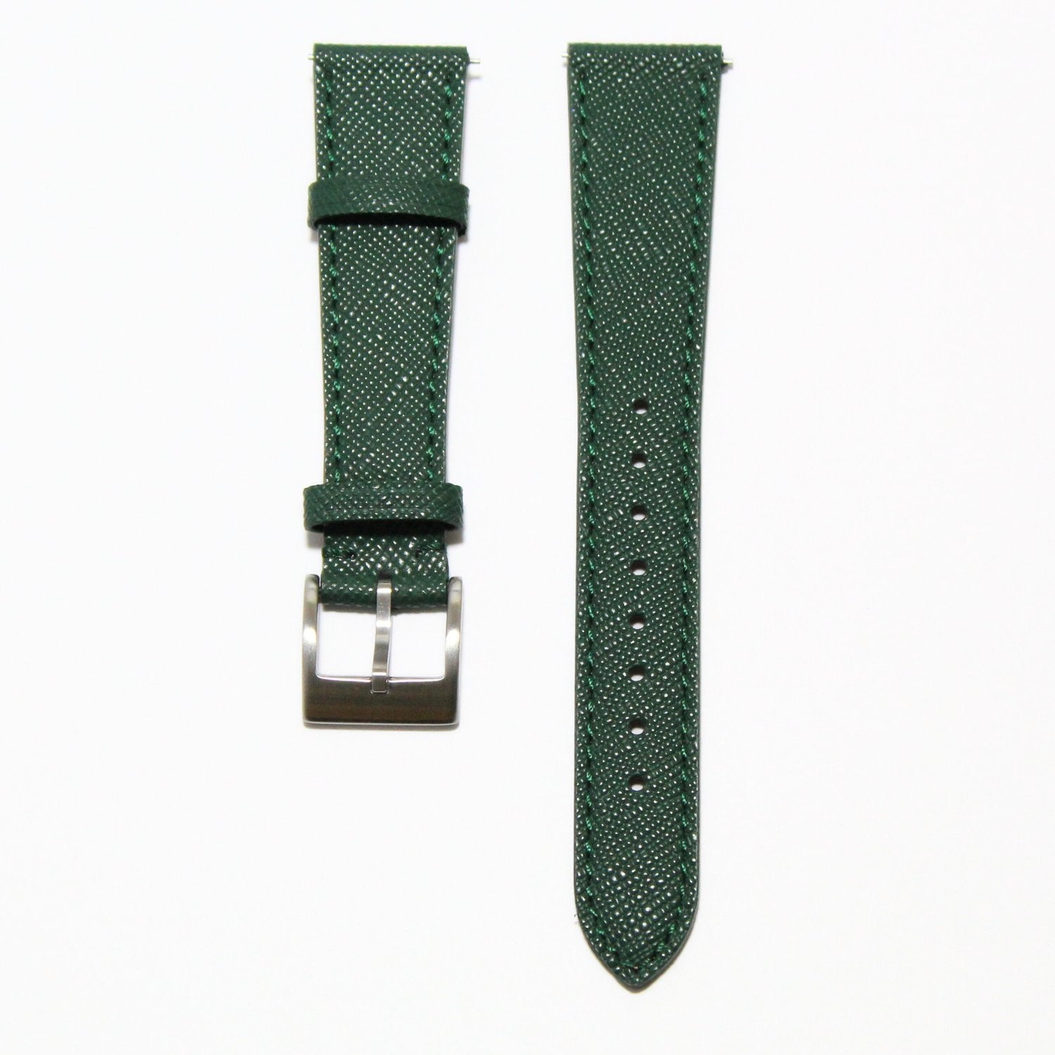 TSL Henley Saffiano Leather Watch Strap in Green front view