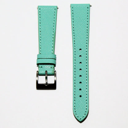 TSL Henley Saffiano Leather Watch Strap in Turquoise front view