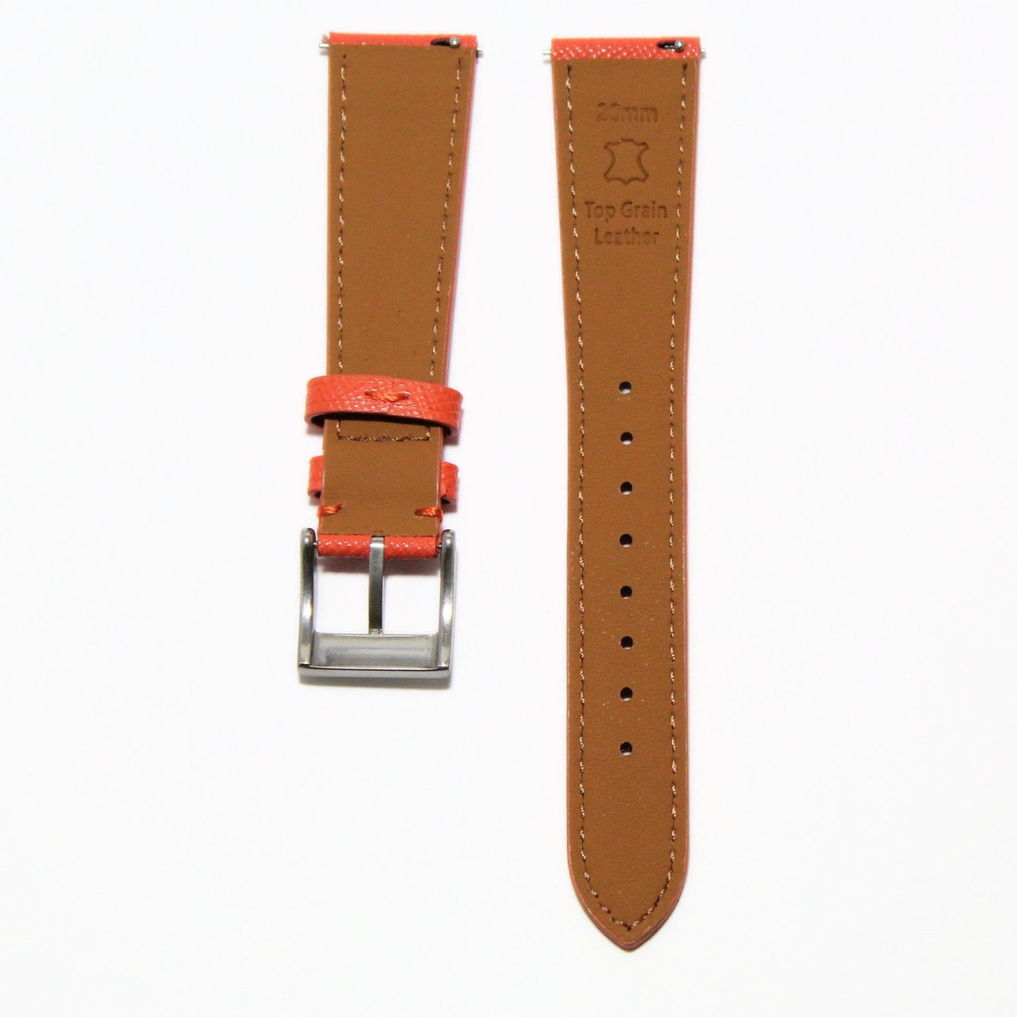 TSL Henley Saffiano Leather Watch Strap in Orange back view