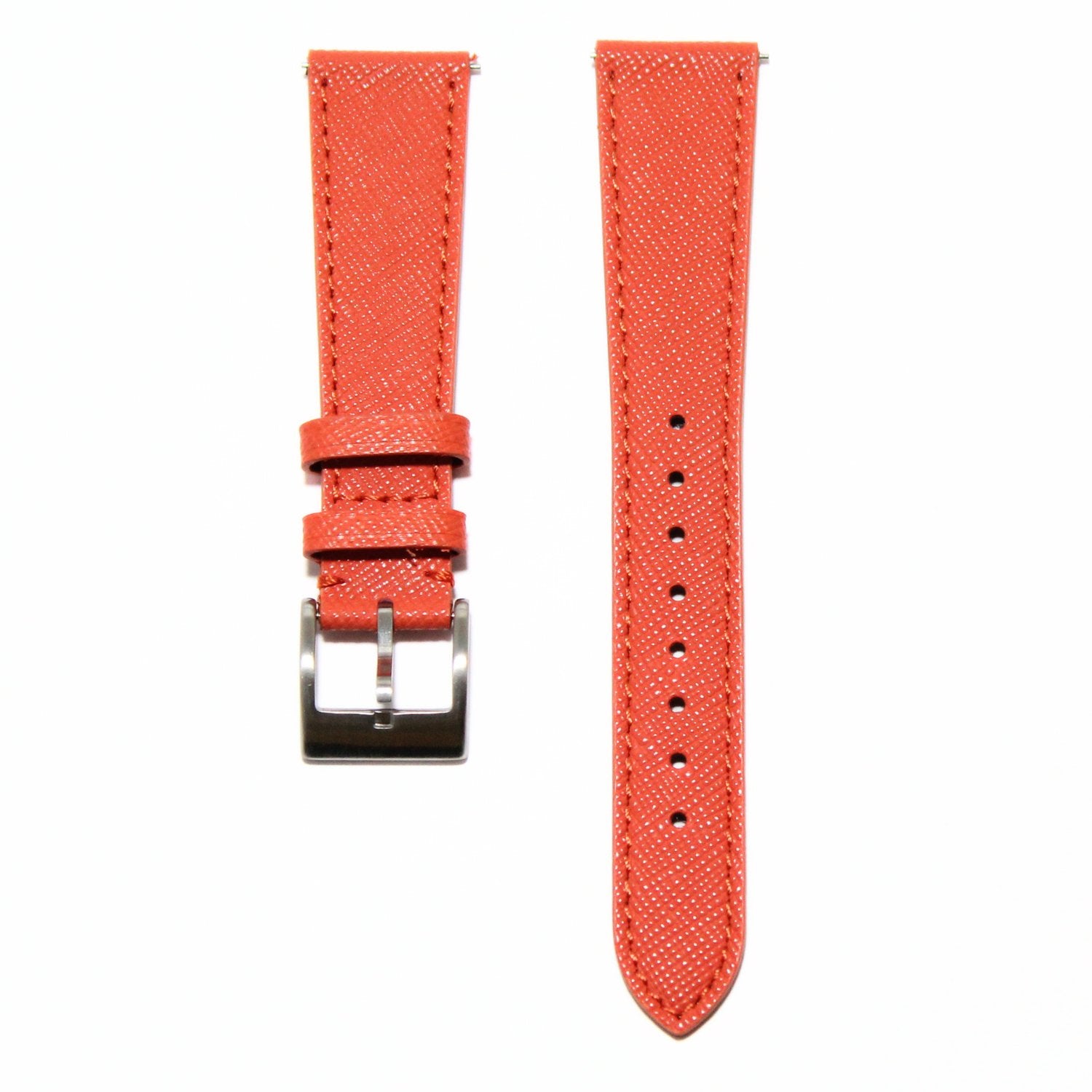 TSL Henley Saffiano Leather Watch Strap in Orange front view