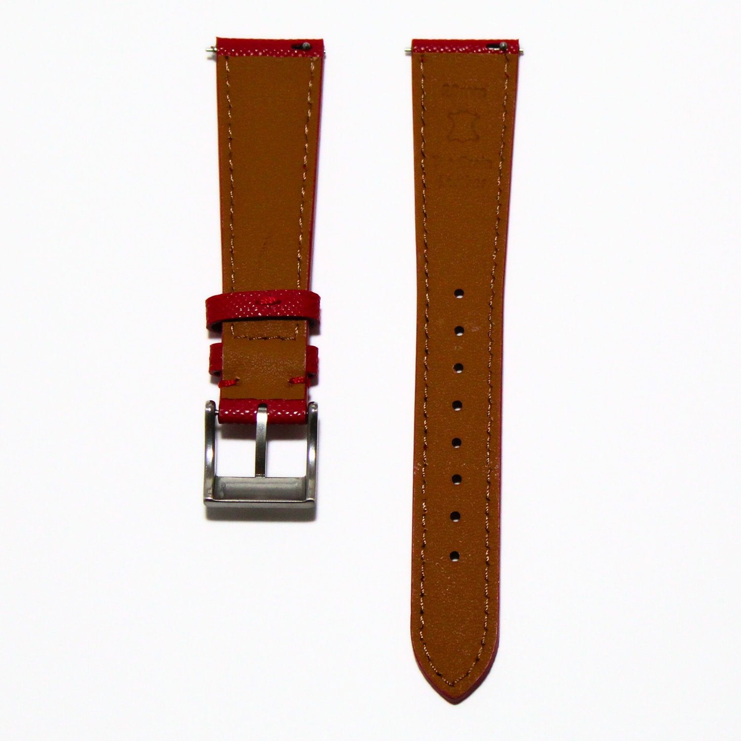 TSL Henley Saffiano Leather Watch Strap in Red back view